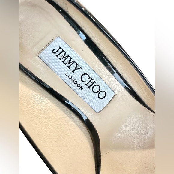 Jimmy Choo black, patent leather, stiletto heel pumps, 4 inch heels - Picture 7 of 16